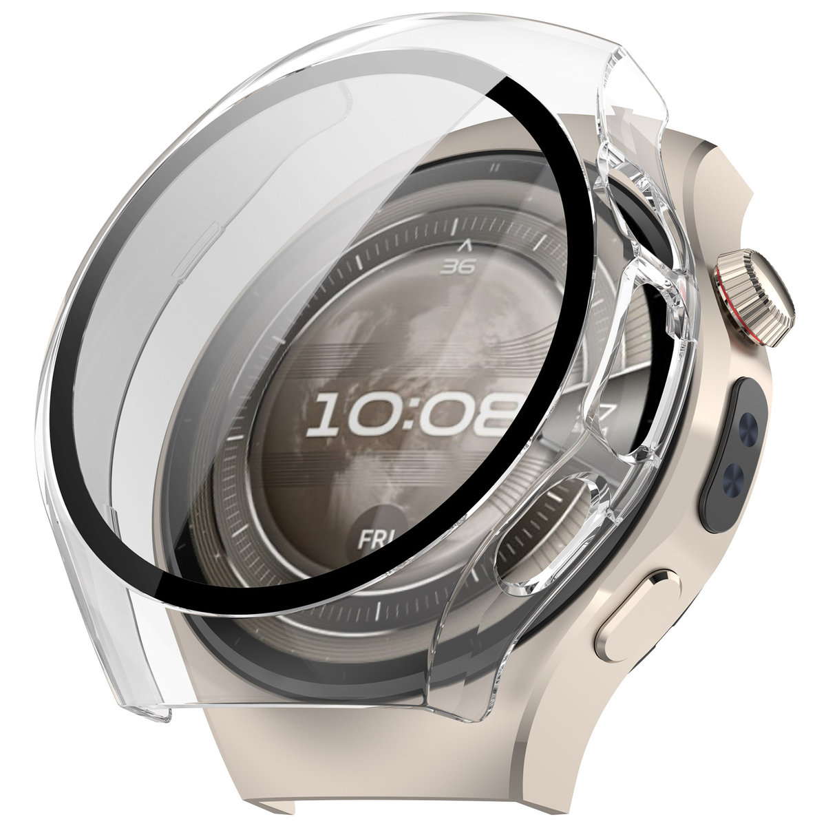 Wizualizacja nakładania etui Bizon Case Watch Adamo do Huawei Watch 5 42 mm